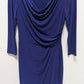 CHAPS Navy 3/4-Sleeve Cowl Neck Midi Dress