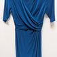 CHAPS Deep Blue Faux-Wrap Short-Sleeve Midi Dress