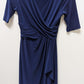 CHAPS Navy Faux-Wrap Short-Sleeve Midi Dress