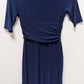 CHAPS Navy Faux-Wrap Short-Sleeve Midi Dress