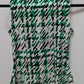 Calvin Klein Green/White/Black Houndstooth Print Sleeveless Blouse