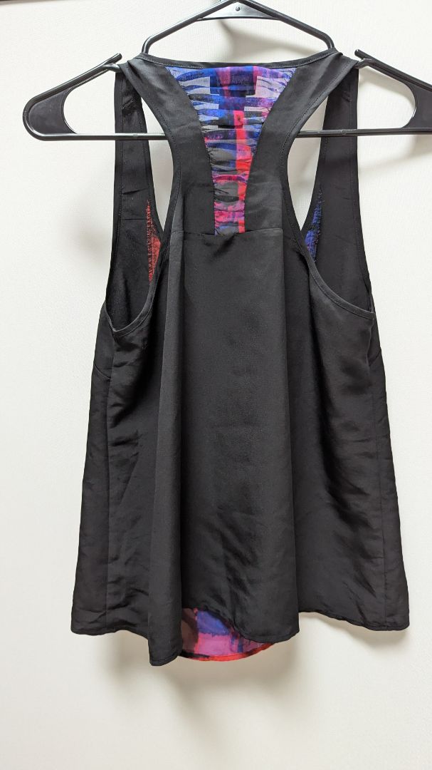 central park west Black/Red/Blue Abstract Sleeveless Blouse