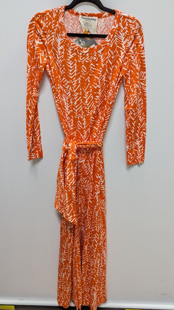 Diane Von Furstenberg Vintage Orange/White Printed Maxi Dress