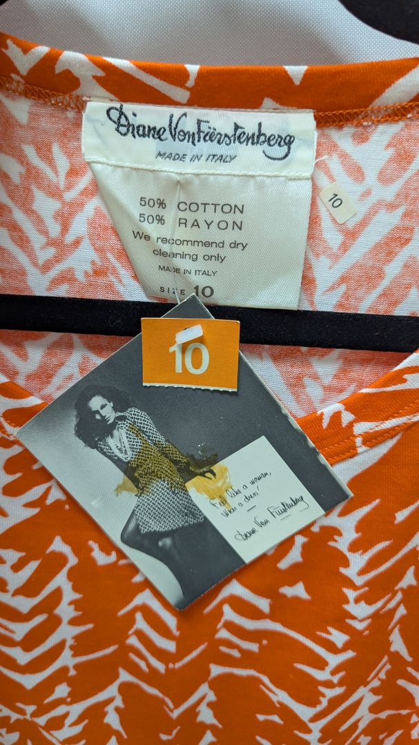 Diane Von Furstenberg Vintage Orange/White Printed Maxi Dress