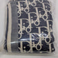 Christian Dior Navy Fringed Logo Wrap Scarf