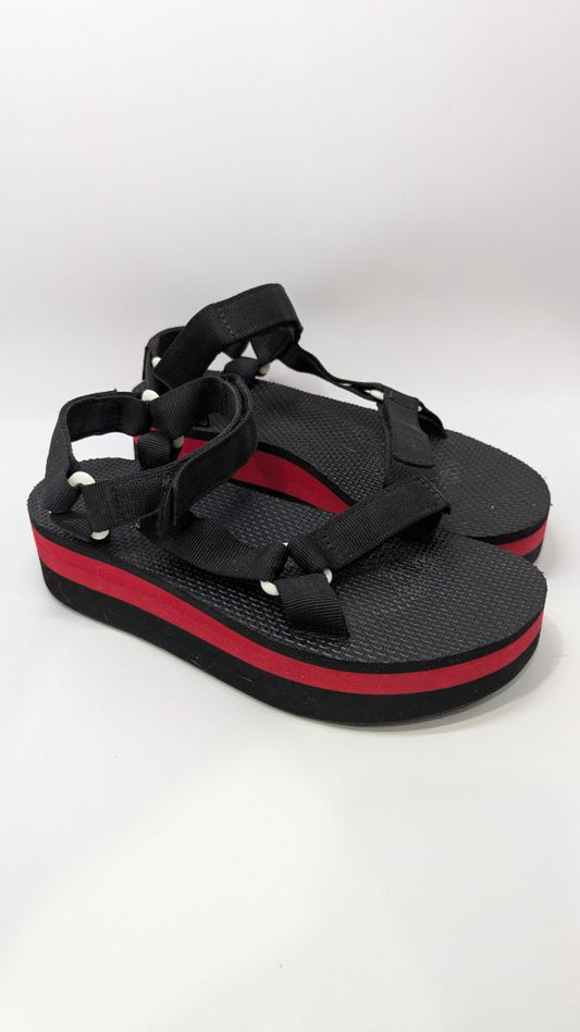 Teva Black/Red Stripe Velcro-Strap Sandals