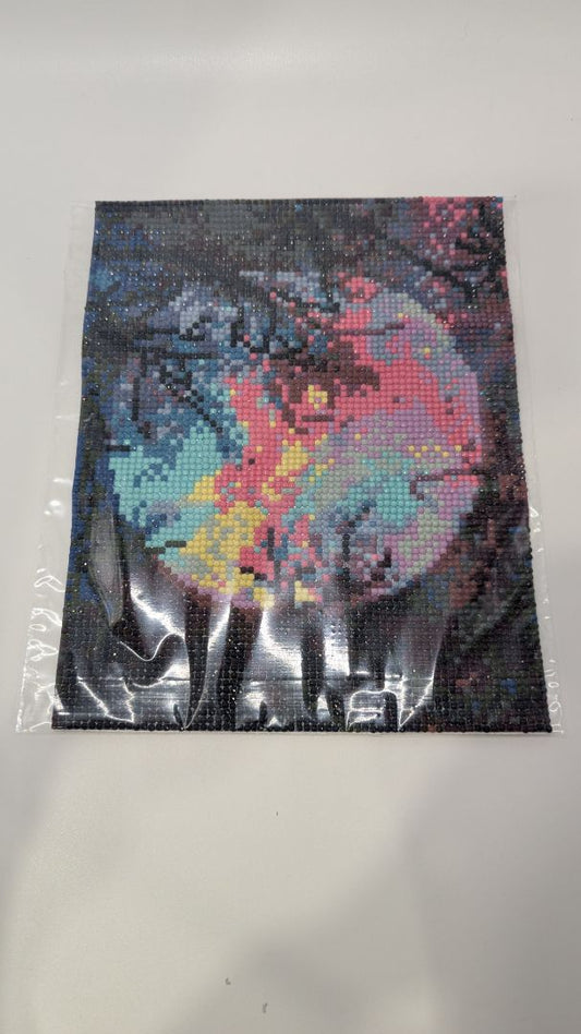 8x10" Handmade Night Sky Moon Rhinestone Painting