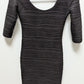 Poofy Black Textured Stretch Knit Mini Dress