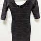 Poofy Black Textured Stretch Knit Mini Dress