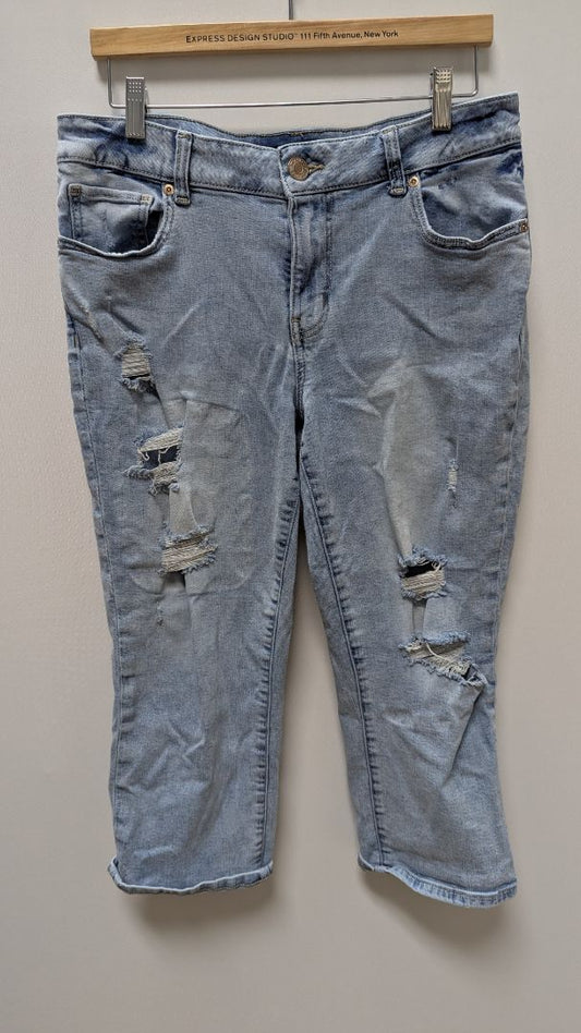 Maurices Light Wash Mid-Rise Distressed Cropped Jeans