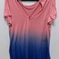 Livi Coral Pink/Blue Ombre Crossback Active Top Blouse