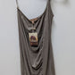 BERSHKA Grey Suede Faux-Leather One-Shoulder Strap Dress