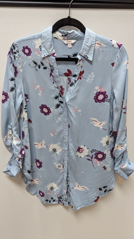 Candie's Blue/Purple Floral "2-Way Tunic" Blouse