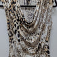 Jennie & Marlis Brown Animal Print Cowl-Neck Blouse