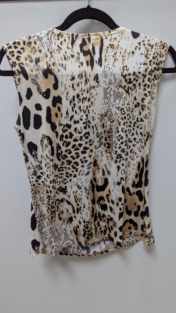 Jennie & Marlis Brown Animal Print Cowl-Neck Blouse