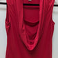 Yvos Red Sleeveless Draped Cowl-Neck Blouse