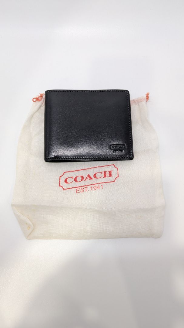 Coach Black Leather Foldover Wallet