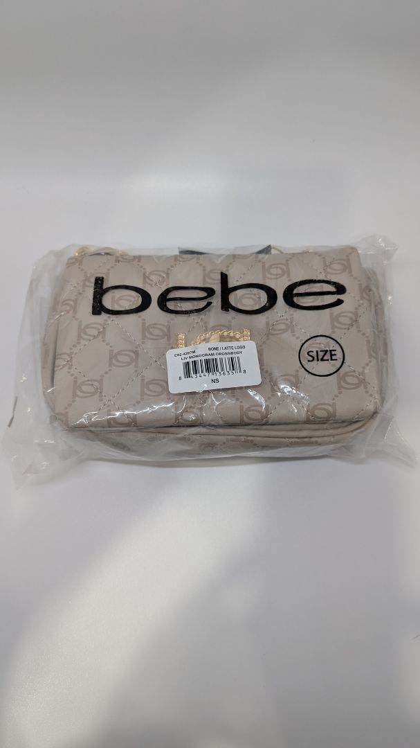 Bebe Bone Ivory/Gold Monogram Crossbody Purse