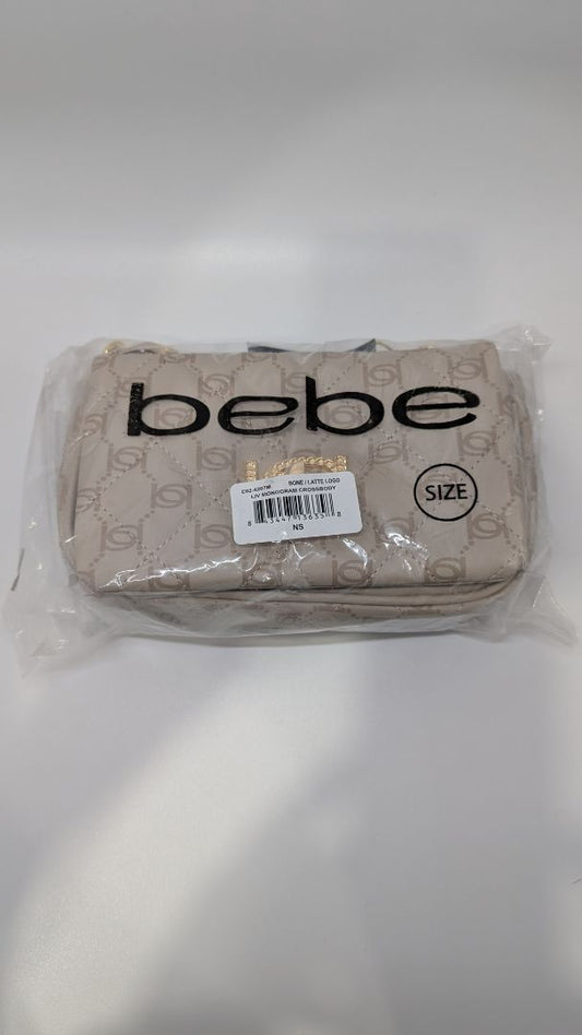 Bebe Bone Ivory/Gold Monogram Crossbody Purse