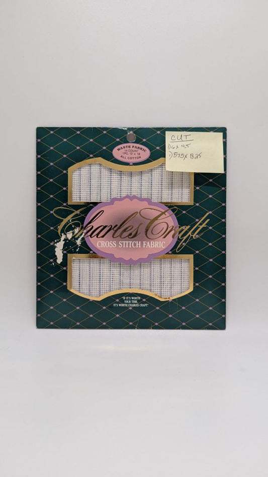 Charles Craft PRECUT White/Blue Cotton Cross-Stitch Fabric
