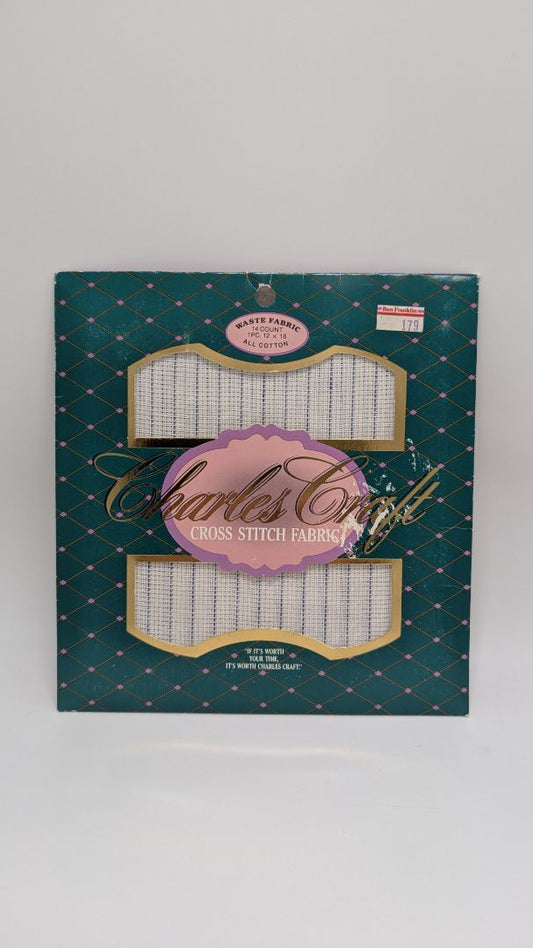 Charles Craft White/Blue Cotton 12x18" Cross-Stitch Fabric