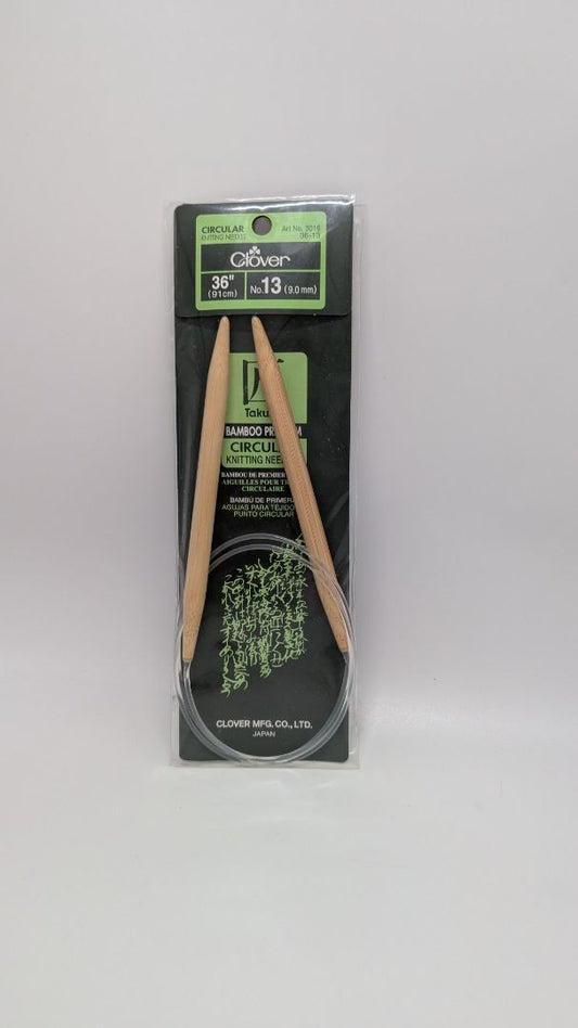 Clover Size 13 (9.0mm) Takumi Bamboo 36" Circular Knitting Needles