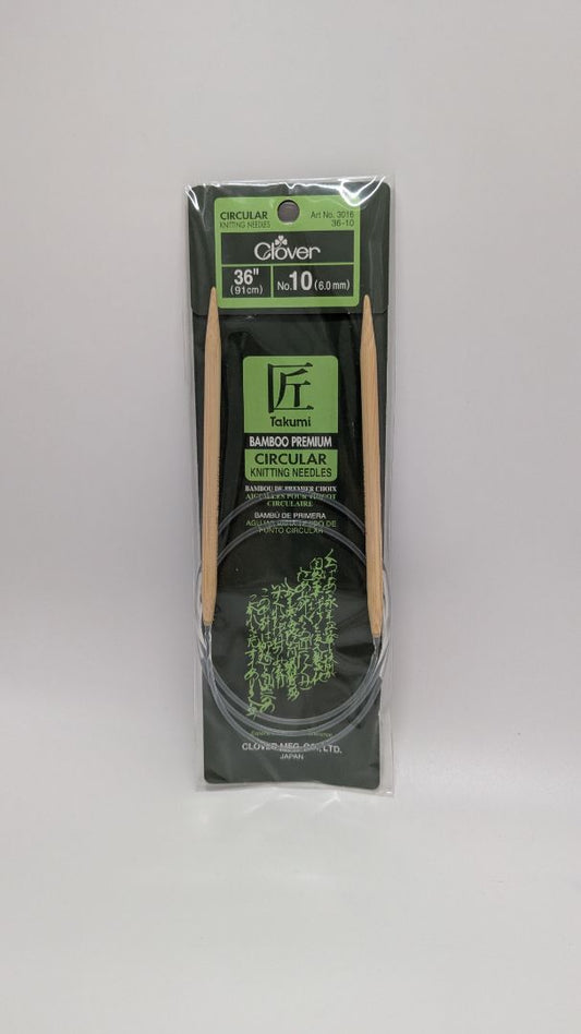 Clover Size 10 (6.0mm) Takumi Bamboo 36" Circular Knitting Needles