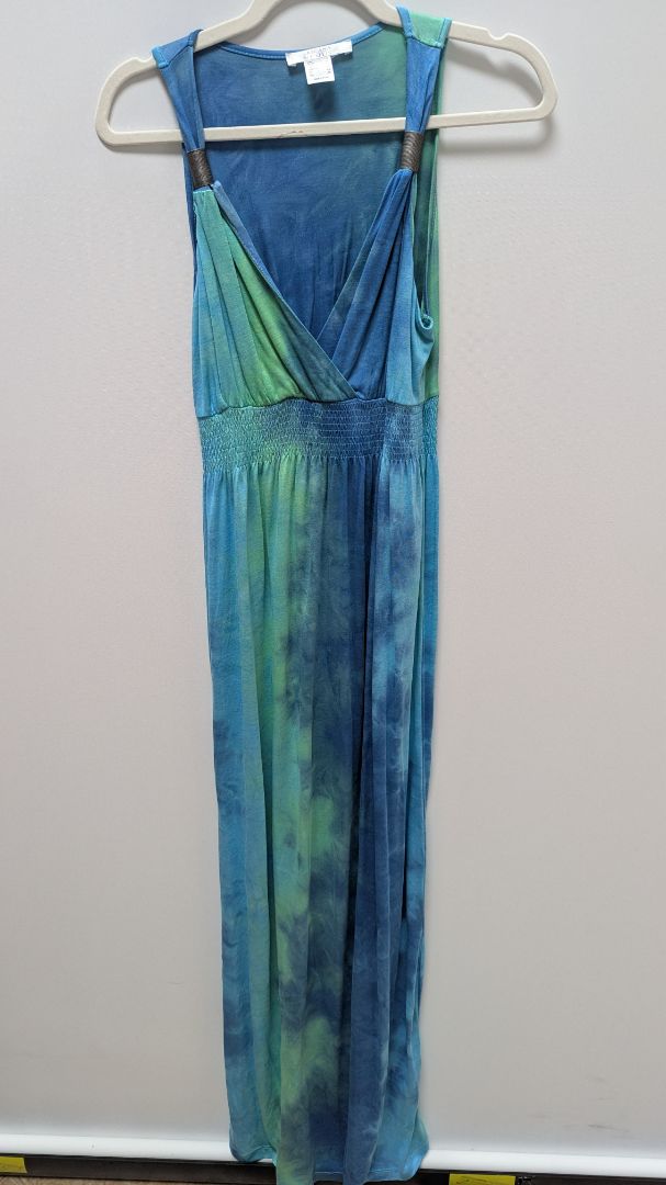 Lascana Venus Blue Tie-Dye Spring-Strap Empire Maxi Dress