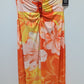 Boston Proper Orange Tropical Brooch Halter-Neck Dress
