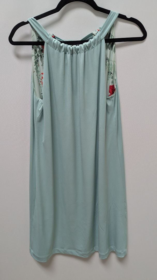 White House Black Market Green Wisteria Floral Reversible Halter Dress