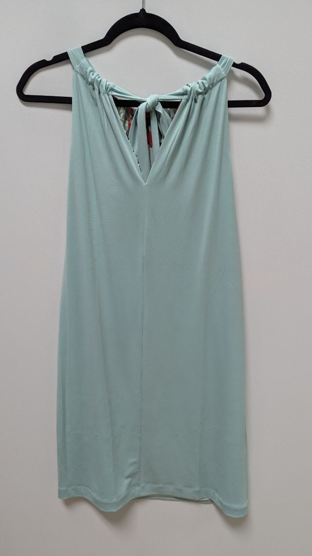 White House Black Market Green Wisteria Floral Reversible Halter Dress