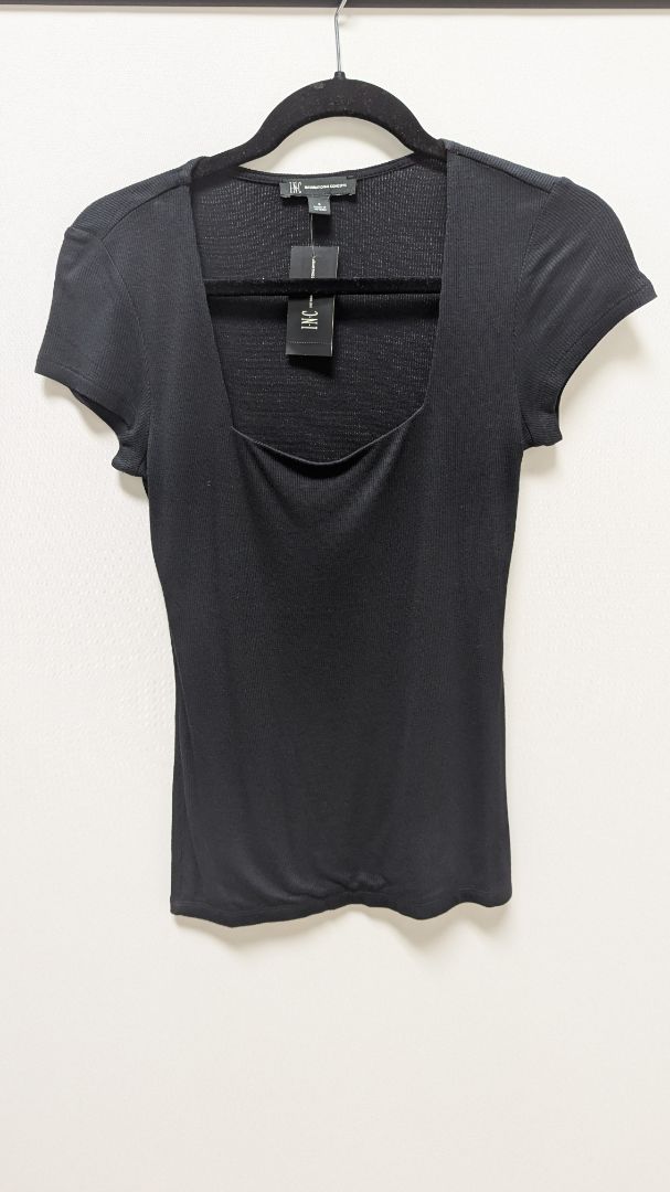 INC Deep Black Short-Sleeve Ribbed Knit T-Shirt