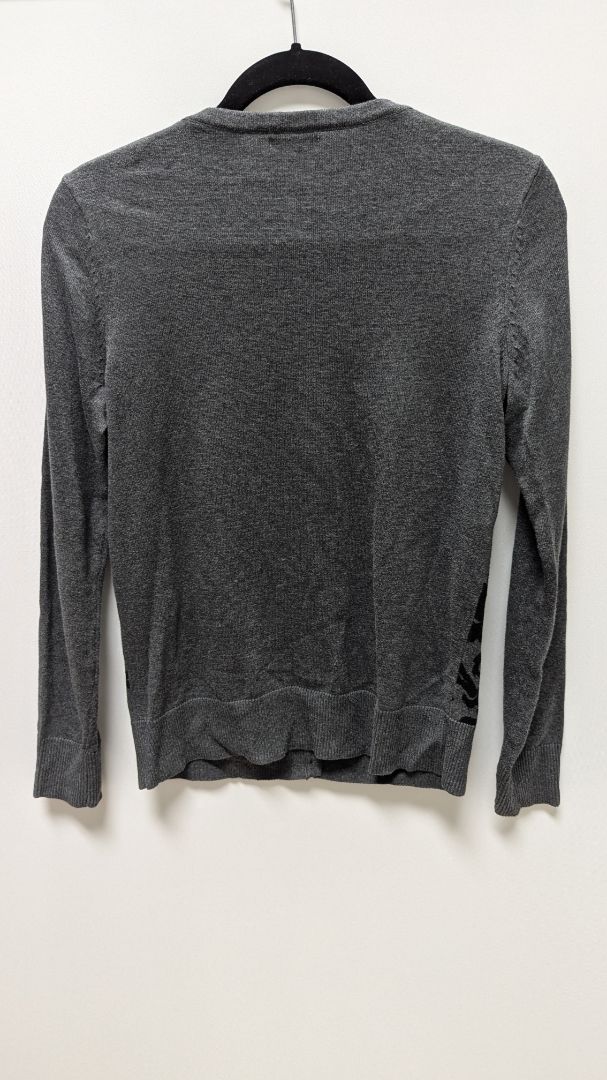 Croft & Barrow Dark Grey/Black Floral Knit Cardigan Sweater