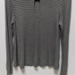 SO Dark Grey/White Striped Mockneck Keyhole Swing Sweater