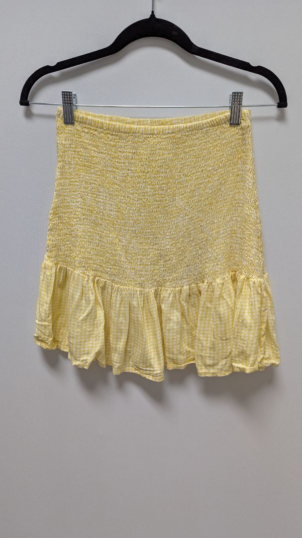 Japna Yellow/White Plaid Ruffled Tube Top