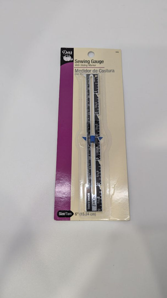 Dritz Silver/Black Sewing Gauge with Sliding Marker