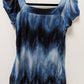 dressbarn Blue/Black Patterned Short-Sleeve Blouse