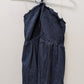 speechless Navy Halter-Neck Ruched Babydoll Blouse