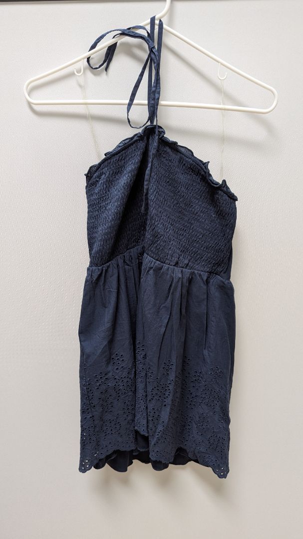 speechless Navy Halter-Neck Ruched Babydoll Blouse