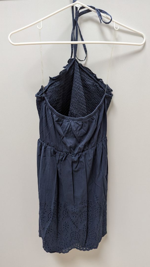 speechless Navy Halter-Neck Ruched Babydoll Blouse