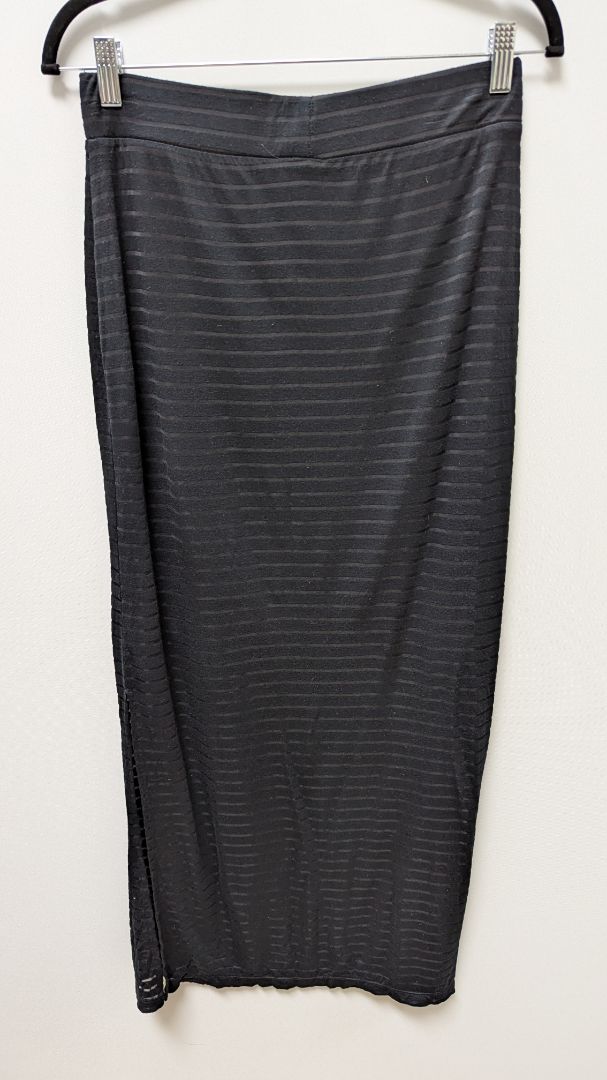 APT. 9 Black/Brown Striped Sheer Maxi Skirt with Slit