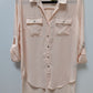 New Look Light Pink Sheer High/Low Button-Down Blouse