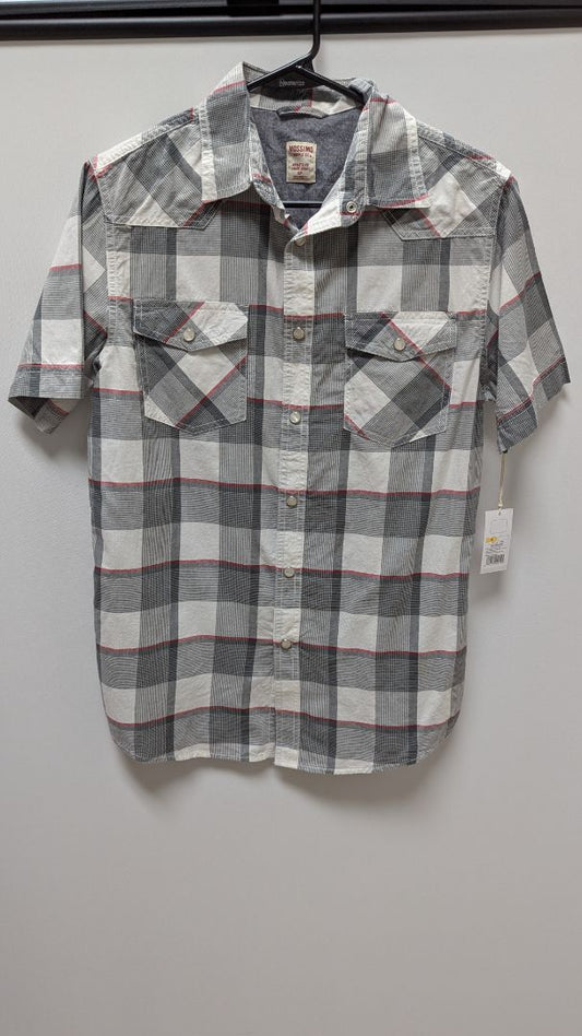 Mossimo Men's Grey/White Plaid Button-Down Shirt