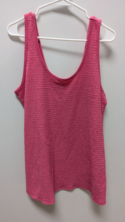 Torrid Hot Pink Ruched Rounded Neckline Tank Top