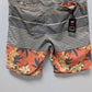 Micros Men's Tan/Orange Striped Tropical Swim Shorts