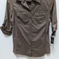 Daisy Fuentes Toast Brown Fitted Button-Down Blouse