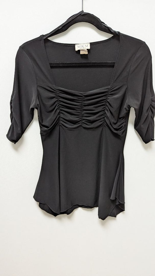 M.K.M Designs Black Ruched Babydoll Blouse