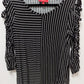Jennifer Lopez Black/White Striped Cutout Sleeve Blouse