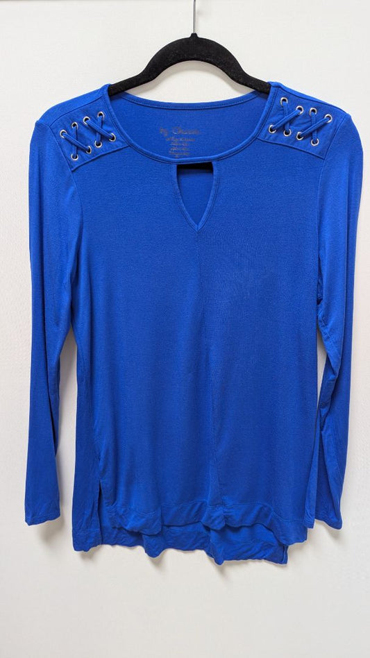 by Chico's Blue Lace-Up Shoulder Sleeve Blouse