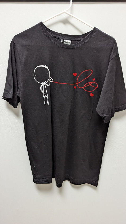 Fasai Black Short-Sleeve "LO" Graphic Couple's T-Shirt